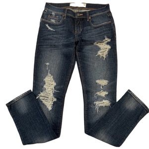 Abercrombie & Fitch Women’s Super Distressed Skinny Jeans Dark Denim Size 0